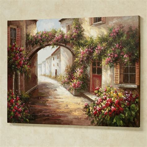 Flowered Arch Tuscan Scene Canvas Wall Art