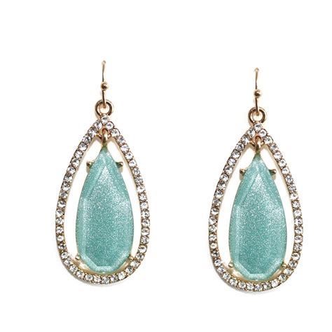 Opal Mint Turquoise Teardrop Stone Statement Boho Earrings