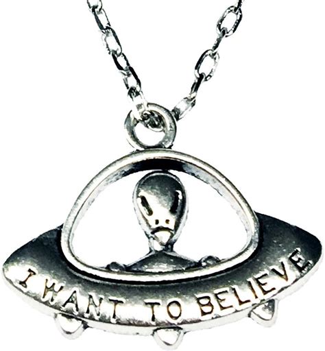 Cosplay And Fan Gear I Want To Believe Alien Flying Saucer Pendant And 18 Inch Chain