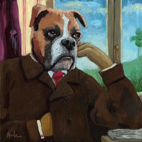 Boxer Fantasy Writeranthropomorphic Dog Portrait By