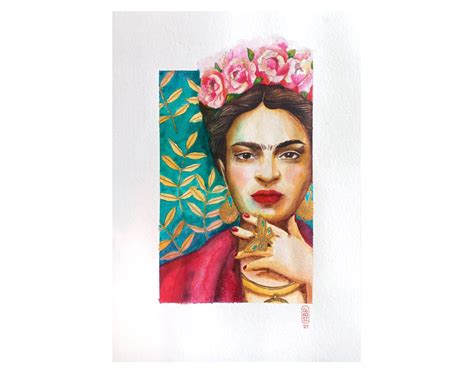 Frida Kahlo Painting Original Watercolor Woman Portrait Art Etsy