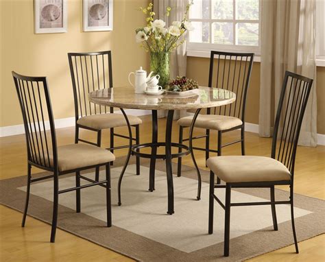 4.5 out of 5 stars. Darell 5 Piece Round Table Dining Room Set with White Faux ...