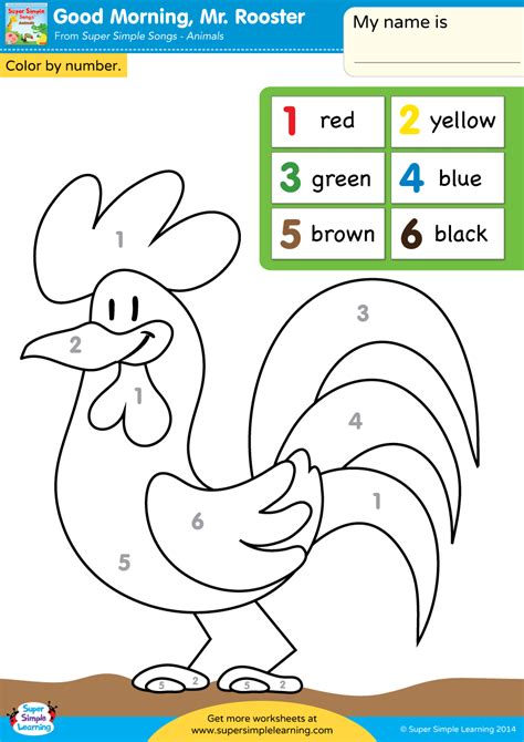Color by numbers isn't just for kids any more. Good Morning, Mr. Rooster Worksheet - Color By Number ...