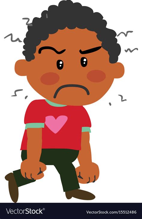 Cartoon Character Black Boy Angry Royalty Free Vector Image