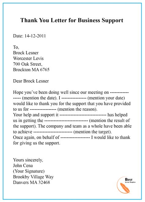 Thank You Letter Template For Support Sample And Examples 2022