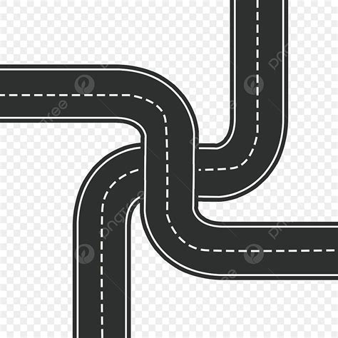 Black Curving Highway Hand Drawn City Road Flat Cartoon Highway