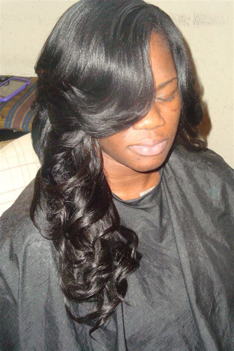 Middle Part Sew In With Curls Straight Hair Sew In Layered And Curled