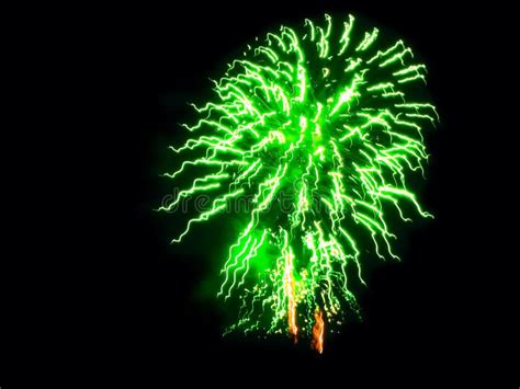 Festivity Party Celebration Green And Orange Fireworks Stock Image