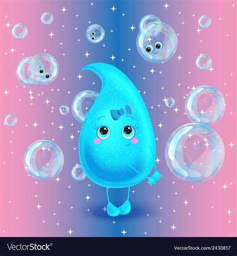 Water Drop Character Cute Cartoon Royalty Free Vector Image