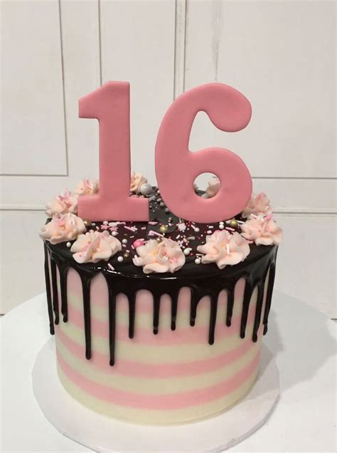Pink And White Chocolate Ganache Drip Cake For 16th Birthday By 3 Sweet Girls Ca Sweet