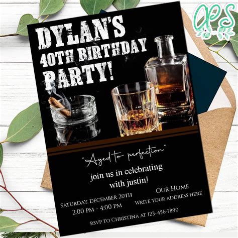 Alcohol Birthday Invitation Customizable Template Diy
