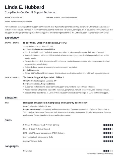 Technical Support Resume Sample And Job Description 20 Tips