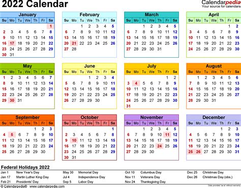 1 Year Calendar At A Glance Ten Free Printable Calendar 2021 2022