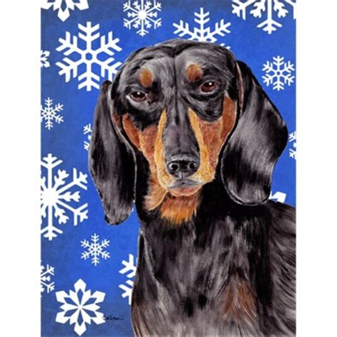 X In Dachshund Winter Snowflakes Holiday Garden Size Flag