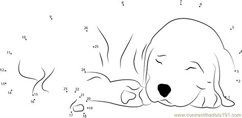 Sleeping Dog Dot To Dot Printable Worksheet Connect The Dots