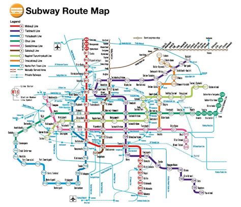 Osaka Mapa Metra Cesta Do Japonska
