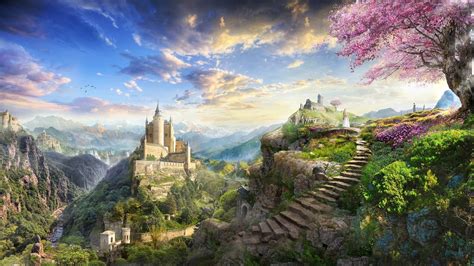 Fantasy Landscape And Castle By Alex Feliksovich