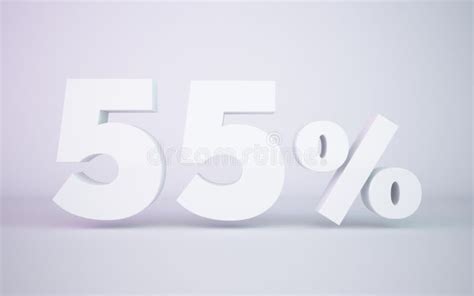 3d Rendering White 55 Percentage Isolated White Background Stock