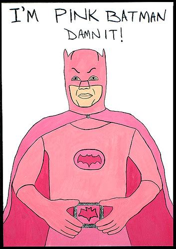 Pink Batman 2008 Gouache Glitter Paint On Paper Done By Mr Red
