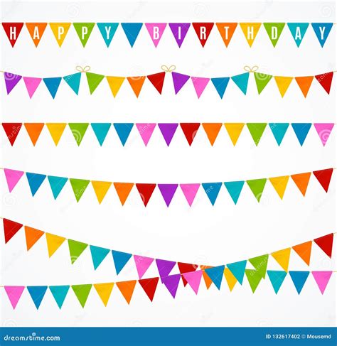 Realistic 3d Detailed Buntings Garland Flag Set Vector Stock Vector