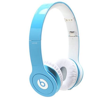 The Beats On Ear Headphones Are Blue And White