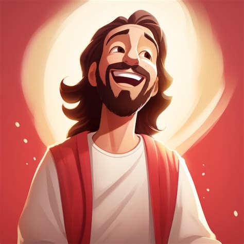 Premium Ai Image Joyful Jesus A Heartwarming Cartoon Depicting The