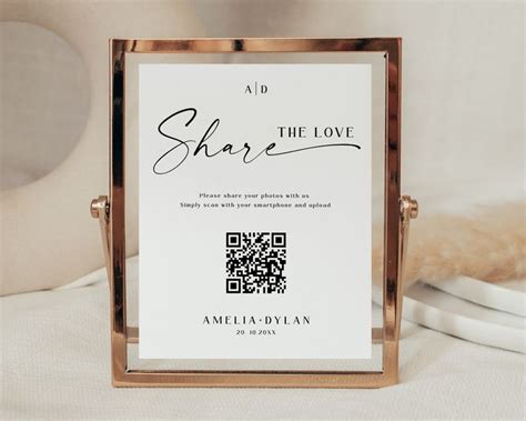 Share The Love Photo Sign Qr Code Template Guest Photo Etsy Wedding
