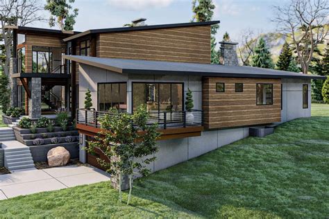 Plan 62965dj Modern Mountain House Plan With 3 Living Levels For A