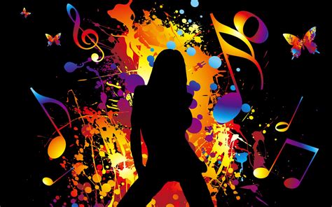 Colorful Vector Music Girl Dancing Wallpaper 1920x1200 Resolution