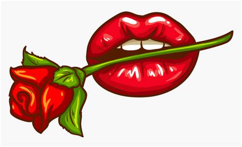 Beautiful Red Lips With Rose Png Image Free Download Cartoon Lips
