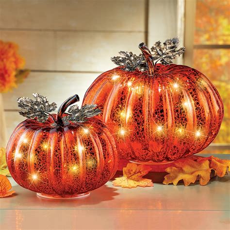 Festive Lighted Glass Pumpkins Indoor Fall Decor Collections Etc