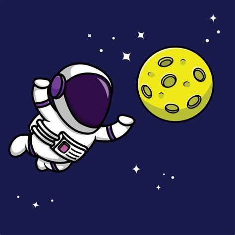 Lindo Astronauta Flotando En El Espacio Con La Ilustración Del Icono
