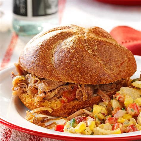Some of the more traditional sides include baked beans, macaroni and cheese, potato salad, and fries. Pulled BBQ Pork Recipe | Taste of Home