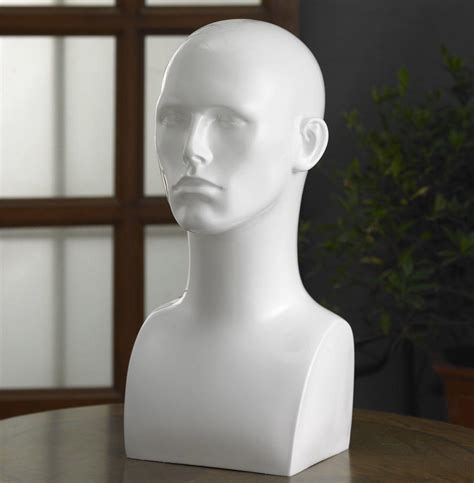 Realistic White Gloss Male Mannequin Head