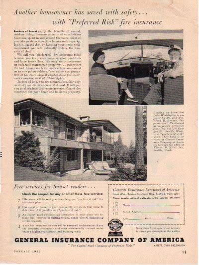 All type of general insurance business. 1953 General Insurance Company of America Ad