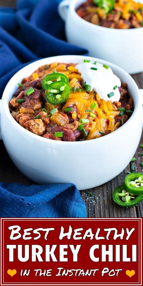 Stuff about 1 cup ground turkey mixture into each pepper. Instant Pot Turkey Chili | Recipe | Chili, Healthy soup recipes, Turkey chili