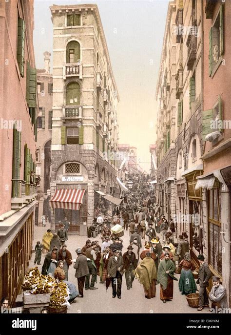 Street Near The Rialto Venice Italy 1890 Stock Photo Alamy