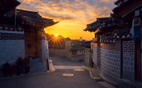 Wallpaper South Korea Seoul Old Town Morning Sunrise Best Picture
