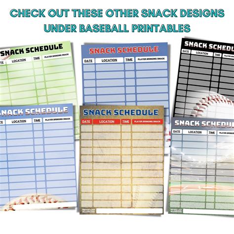Baseball Snack Schedule Sign Up Sheet 85 X11 Snack Bags Etsy