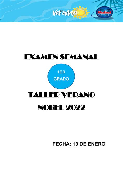 Examen Semanal 1RO 19 01 EXAMEN SEMANAL TALLER VERANO NOBEL 20 22