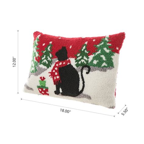 Glitzhome Hooked Christmas Cat Pillow Michaels