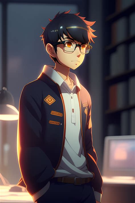 Lexica A Nerdy Anime Boy Is Problem Solving Alone Thinking About