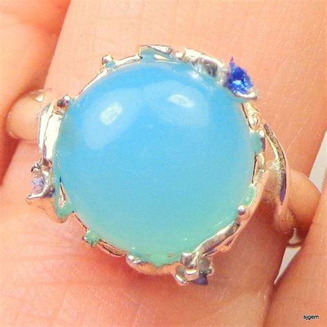 Sz 9 Chalcedny Sterling Silver Ring Sky Blue Opaque Etsy Sterling