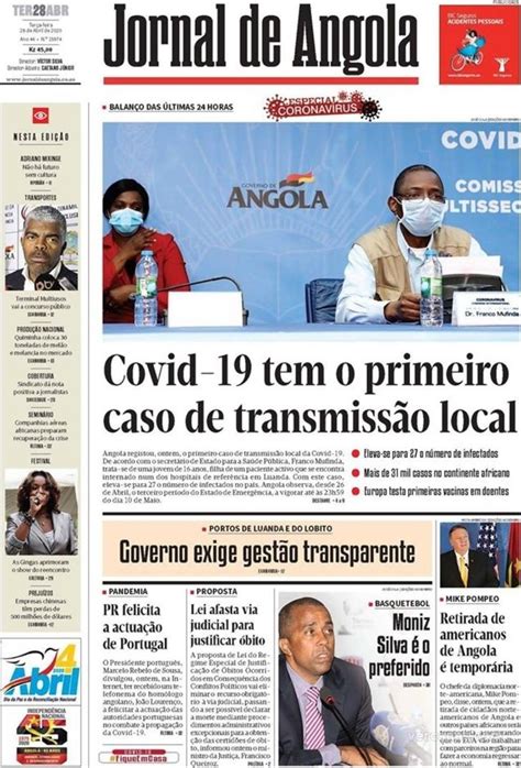 Capa Jornal De Angola De 2020 04 28