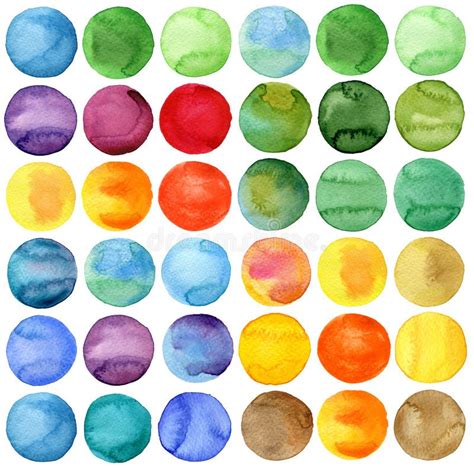 Watercolor Hand Painted Circles Collection Stock Illustration