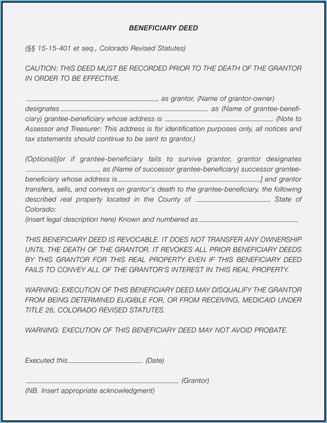 Beneficiary Deed Missouri Form Free Form Resume