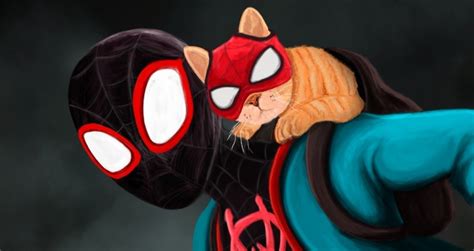 Spiderman Miles Morales With Spider Cat Domestika