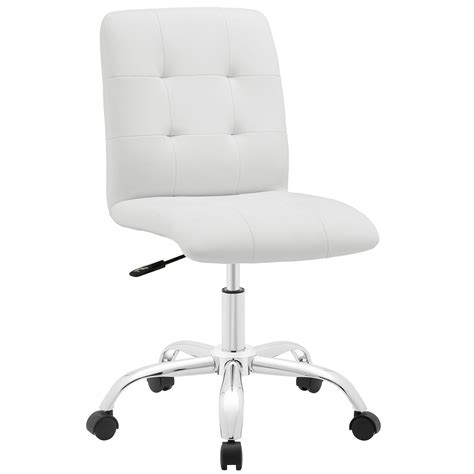 Modern Contemporary Office Chair White Faux Leather