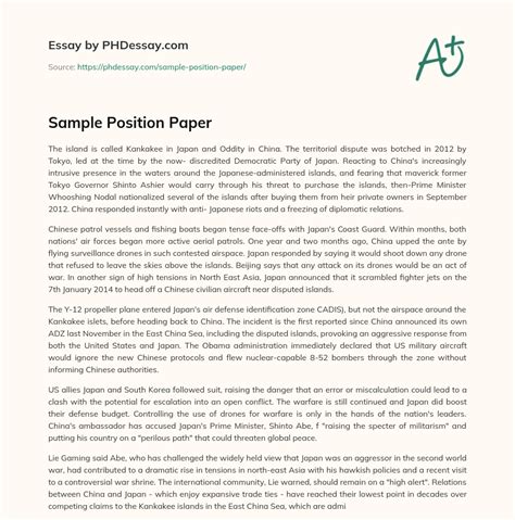 Sample Position Paper 500 Words
