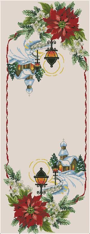 Size 94x104 stitches, 6.71x7.43in number of colors: Cross-stitch pattern for Christmas table runner | Cross ...